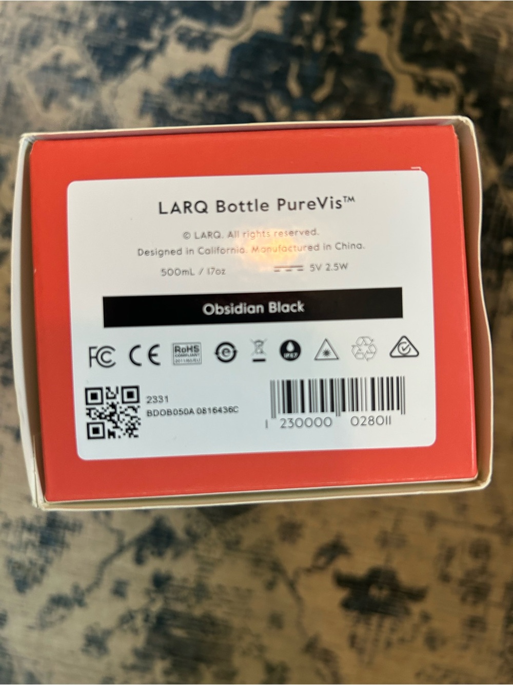 LARQ Self-Cleaning Water Bottle - Matte Black - Picture 2 of 3
